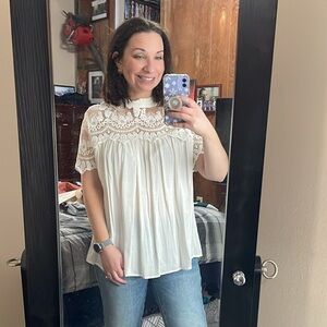 NWOT Filly Flair white lace top
